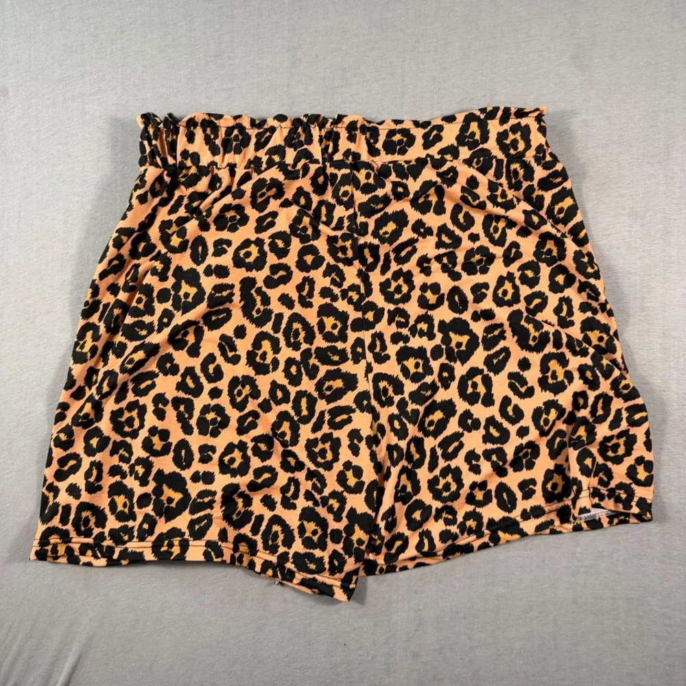 Simply Southern Leopard Print Shorts Womens L XL Brown Black Elastic Tie Waist